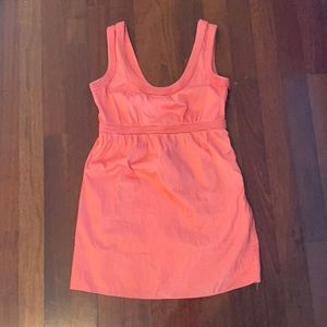 Coral silk dress with pockets